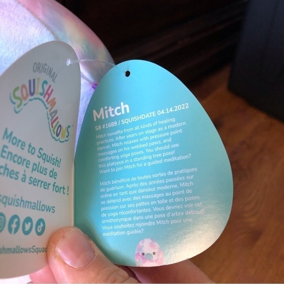 Squishmallows Mitch the tie dyed platypus (first to market) in size 8" - Picture 6 of 7